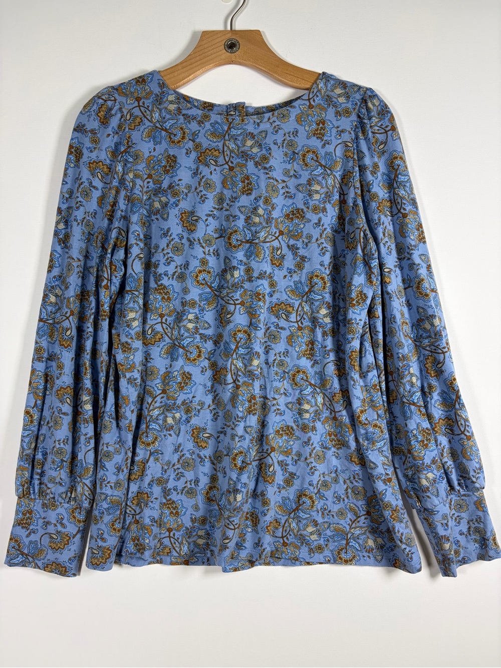 J. Jill Blue Floral Long-Sleeve Blouse
